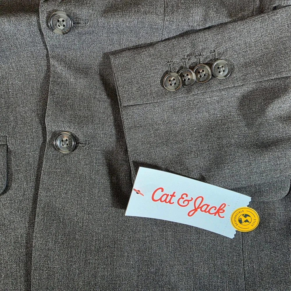 Cat & Jack Boys Gray Suit Jacket Blazer Size 8 NWT Formal Wedding School Dressy